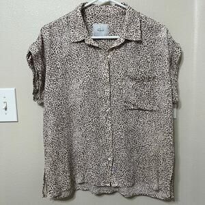 Rails Women’s Sand Cheetah Linen Blend Blouse Sz Medium Soft Gauzy